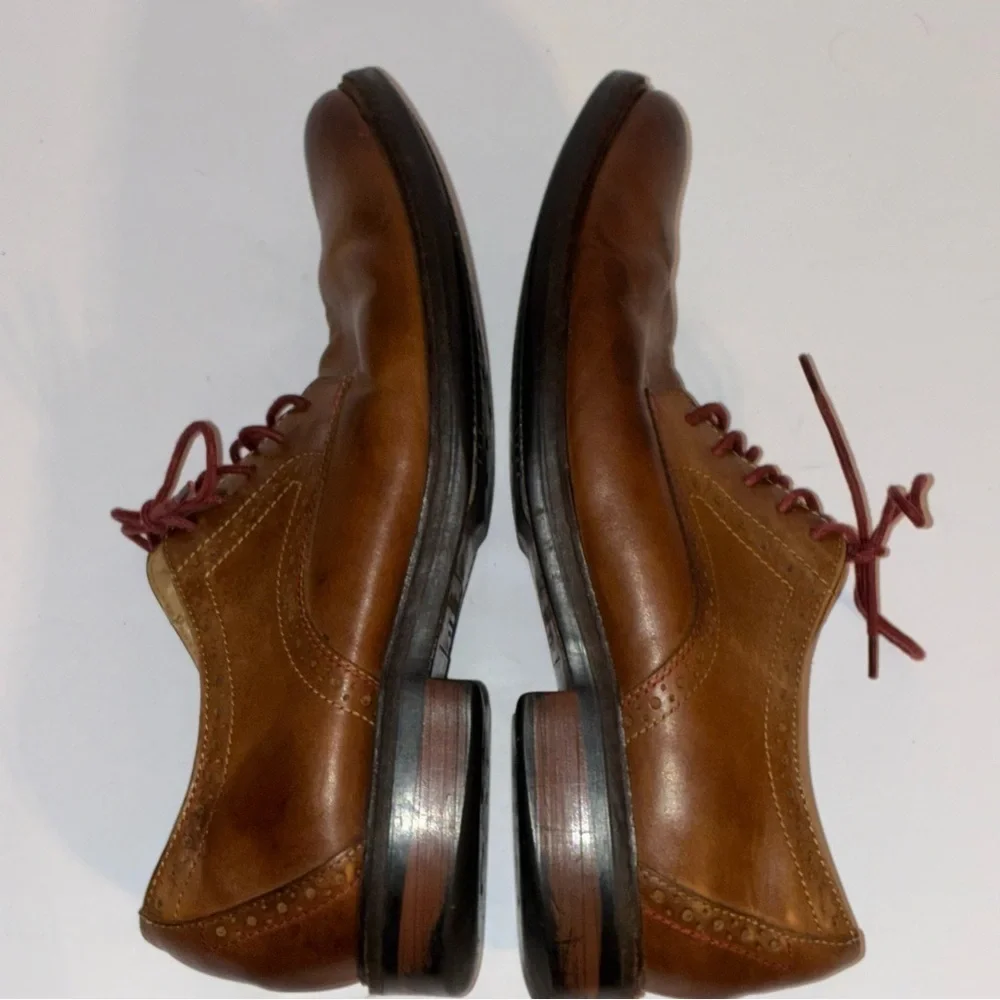 Bostonian Commonwealth Derby Oxford Lace up Shoes Tan Burnished Leather 10.5